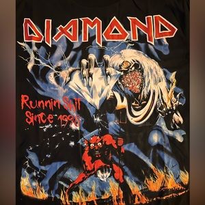 Diamond supply co - runnin sh** since 98 - iron maiden T shirt medium